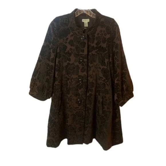 Anthropologie Elevenses Tapestry Victorian Jacquard Float Coat Brown 12 - Picture 1 of 9